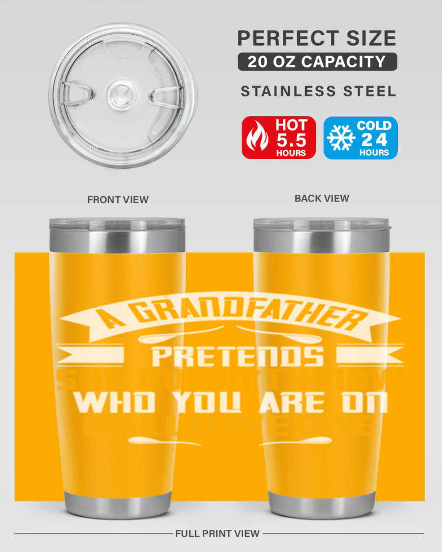 A stylish 96# Grandma Tumbler made of stainless steel, featuring a drink-thru lid and vibrant design, perfect for hot and cold beverages.