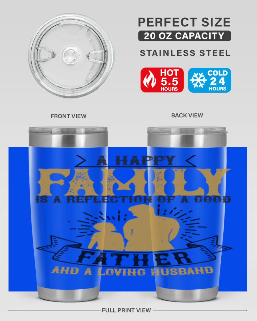 A 20oz and 30oz stainless steel tumbler featuring a design celebrating family love, perfect for fathers and husbands.