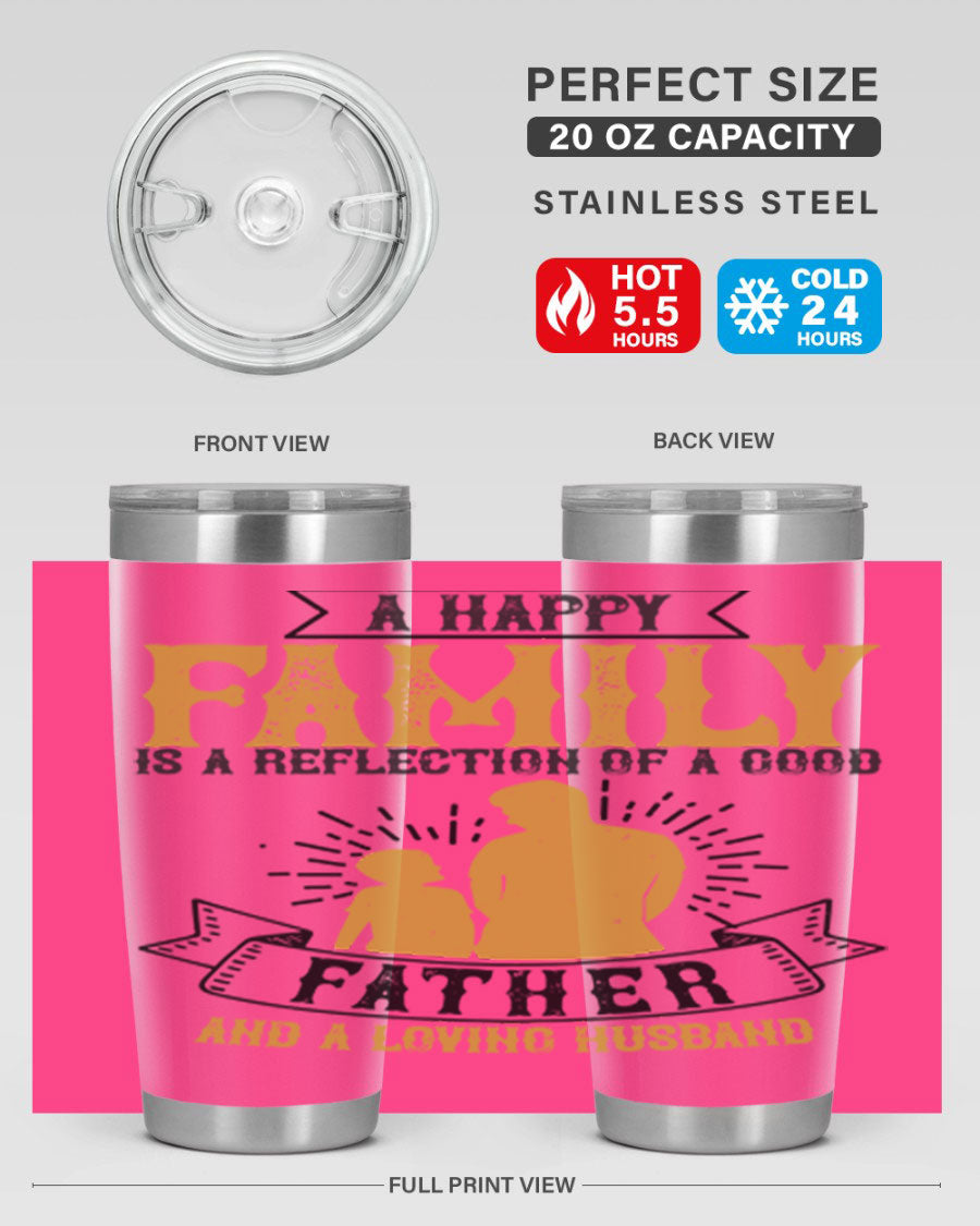 A 20oz and 30oz stainless steel tumbler featuring a design celebrating family love, perfect for fathers and husbands.