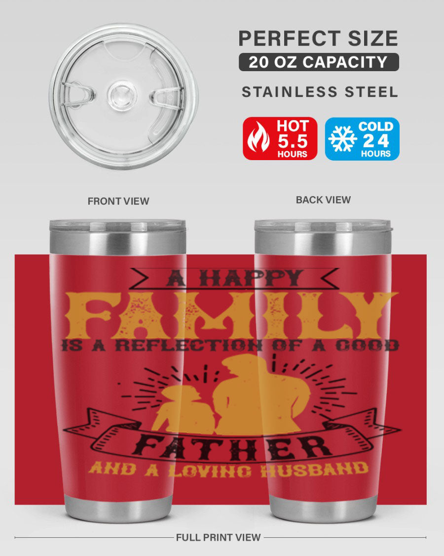 A 20oz and 30oz stainless steel tumbler featuring a design celebrating family love, perfect for fathers and husbands.