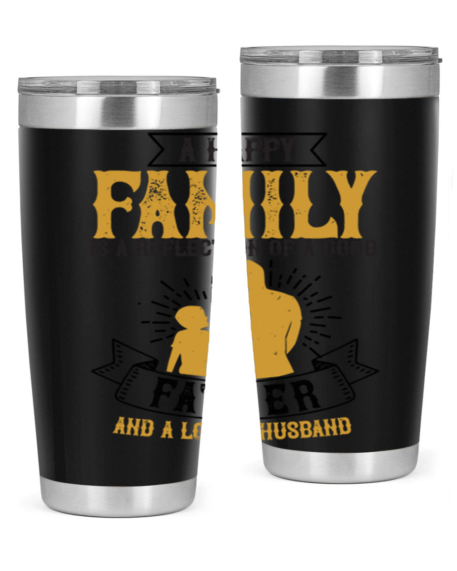 A 20oz and 30oz stainless steel tumbler featuring a design celebrating family love, perfect for fathers and husbands.