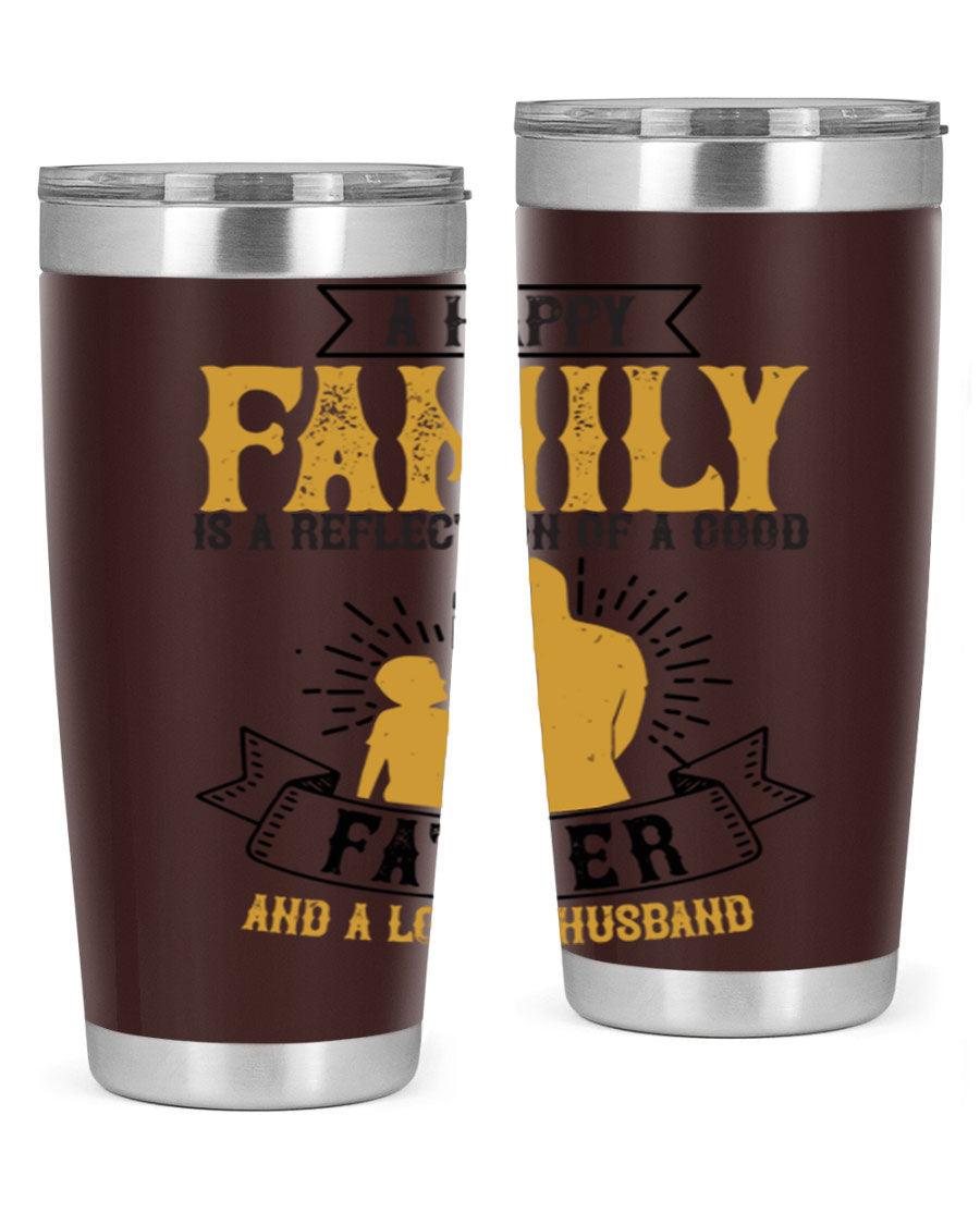 A 20oz and 30oz stainless steel tumbler featuring a design celebrating family love, perfect for fathers and husbands.