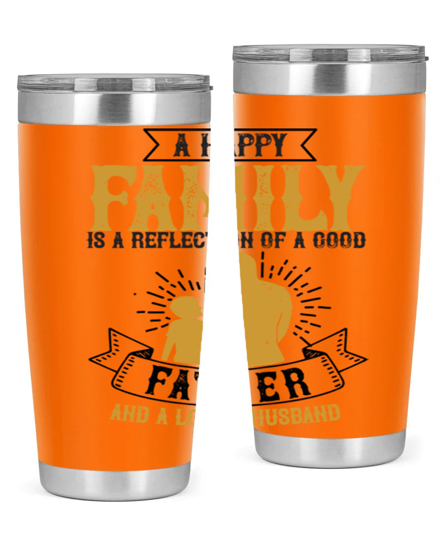 A 20oz and 30oz stainless steel tumbler featuring a design celebrating family love, perfect for fathers and husbands.