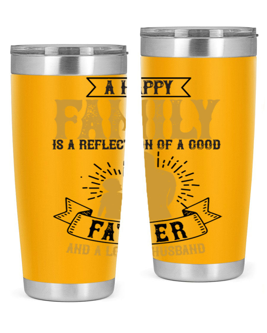 A 20oz and 30oz stainless steel tumbler featuring a design celebrating family love, perfect for fathers and husbands.