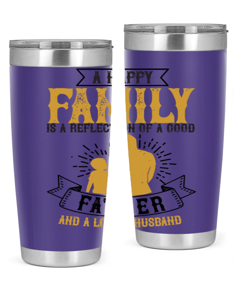 A 20oz and 30oz stainless steel tumbler featuring a design celebrating family love, perfect for fathers and husbands.