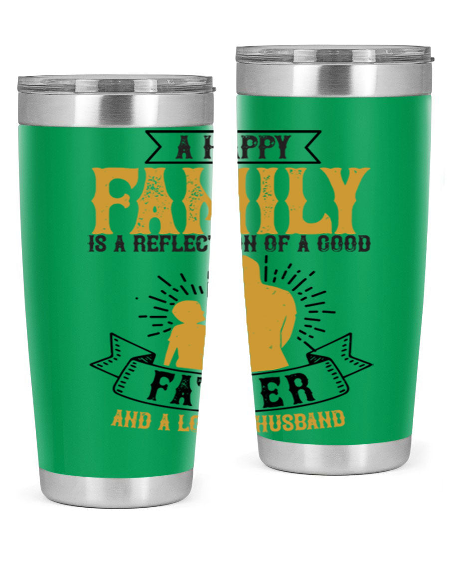 A 20oz and 30oz stainless steel tumbler featuring a design celebrating family love, perfect for fathers and husbands.