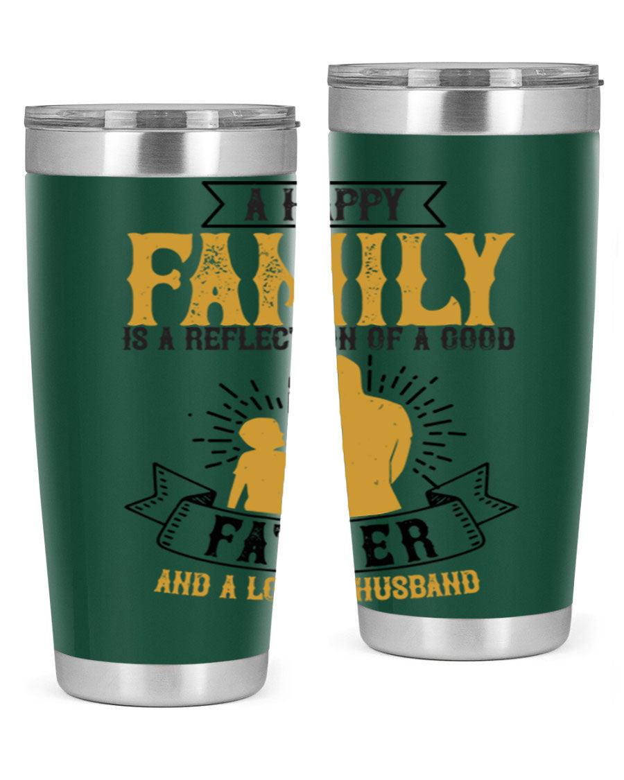A 20oz and 30oz stainless steel tumbler featuring a design celebrating family love, perfect for fathers and husbands.