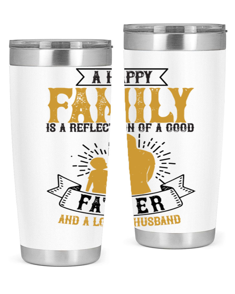 A 20oz and 30oz stainless steel tumbler featuring a design celebrating family love, perfect for fathers and husbands.