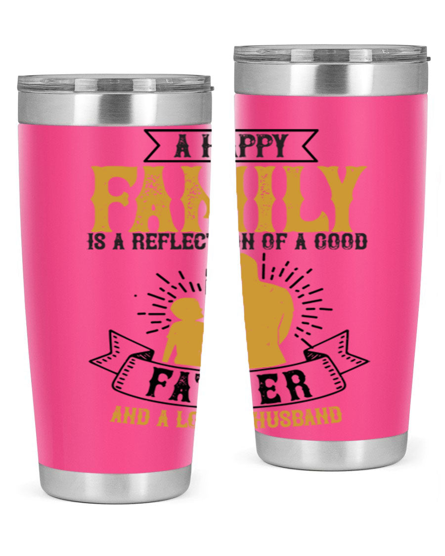 A 20oz and 30oz stainless steel tumbler featuring a design celebrating family love, perfect for fathers and husbands.