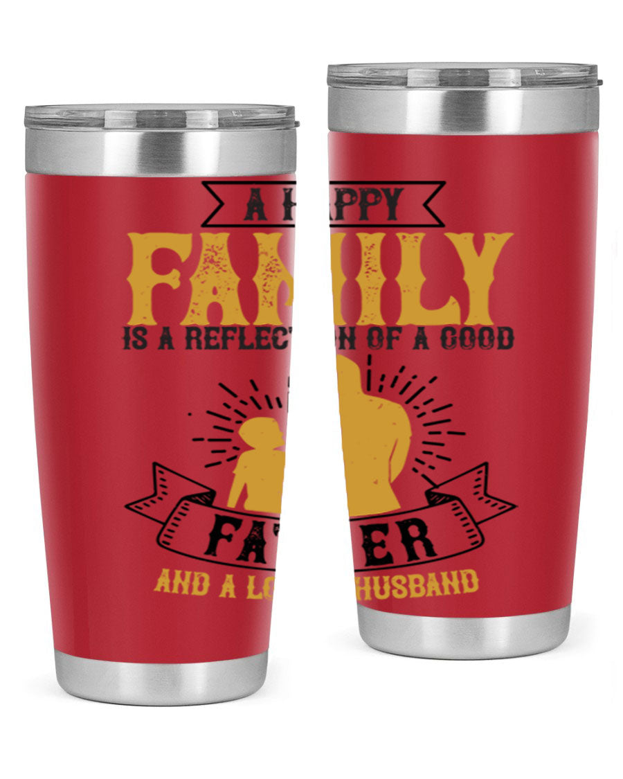 A 20oz and 30oz stainless steel tumbler featuring a design celebrating family love, perfect for fathers and husbands.