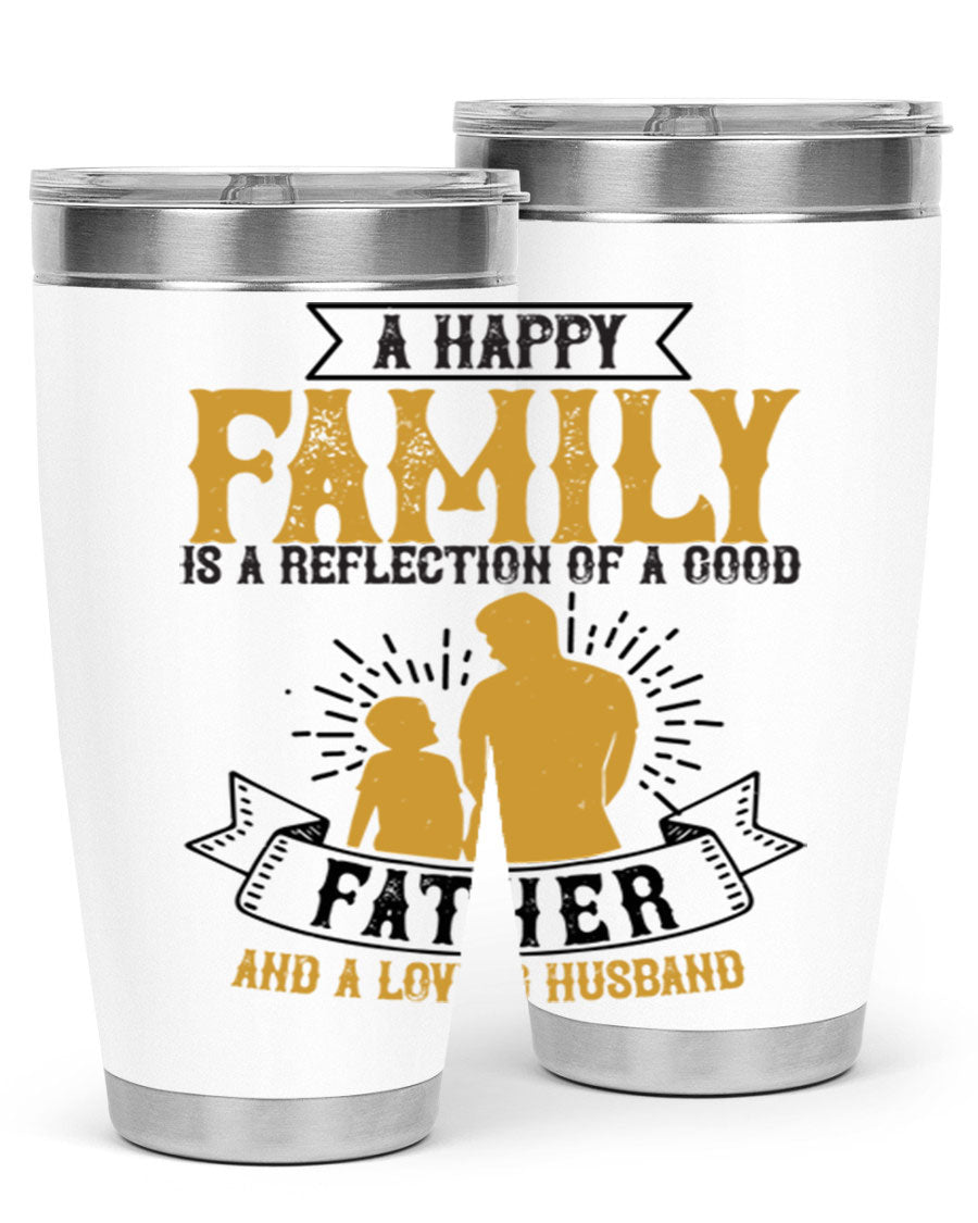 A 20oz and 30oz stainless steel tumbler featuring a design celebrating family love, perfect for fathers and husbands.