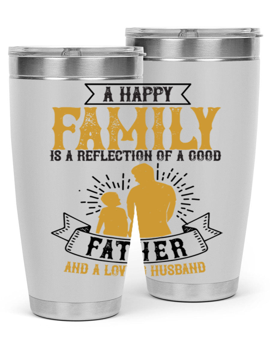 A 20oz and 30oz stainless steel tumbler featuring a design celebrating family love, perfect for fathers and husbands.