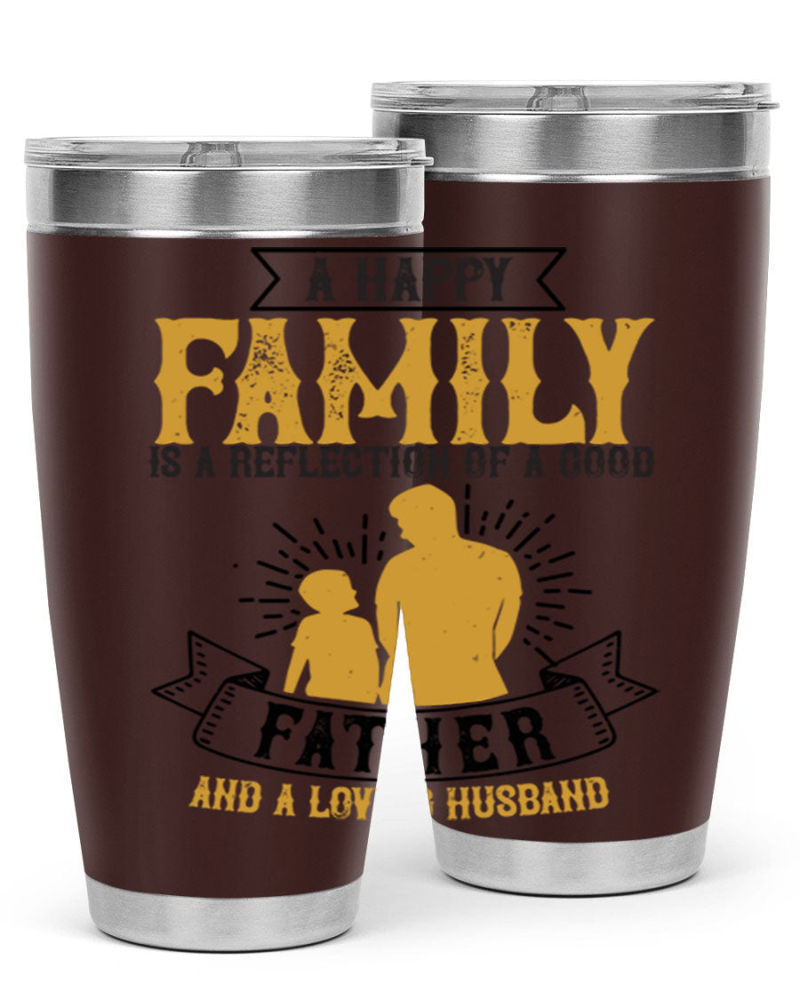 A 20oz and 30oz stainless steel tumbler featuring a design celebrating family love, perfect for fathers and husbands.