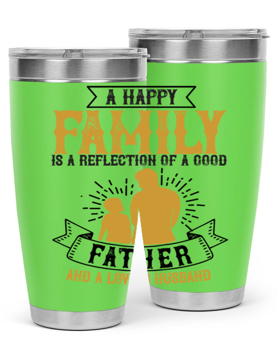 A 20oz and 30oz stainless steel tumbler featuring a design celebrating family love, perfect for fathers and husbands.