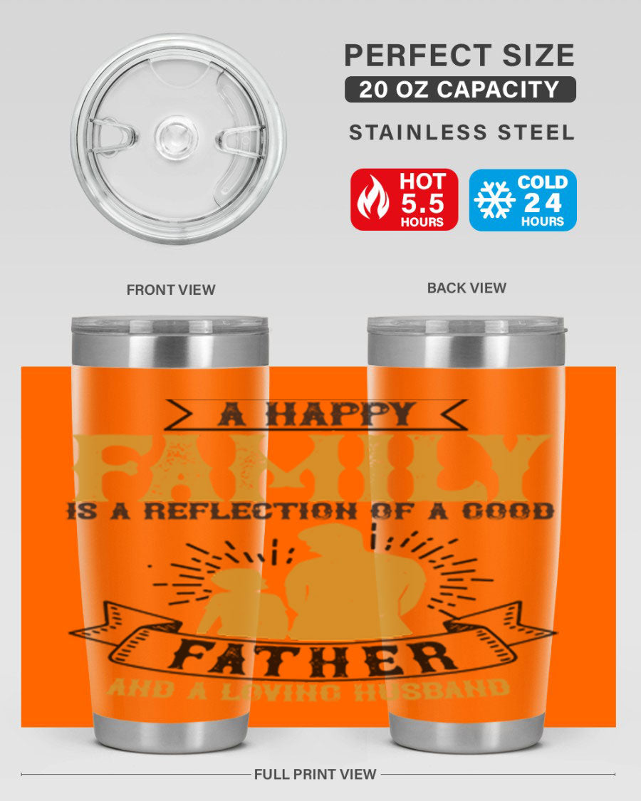 A 20oz and 30oz stainless steel tumbler featuring a design celebrating family love, perfect for fathers and husbands.