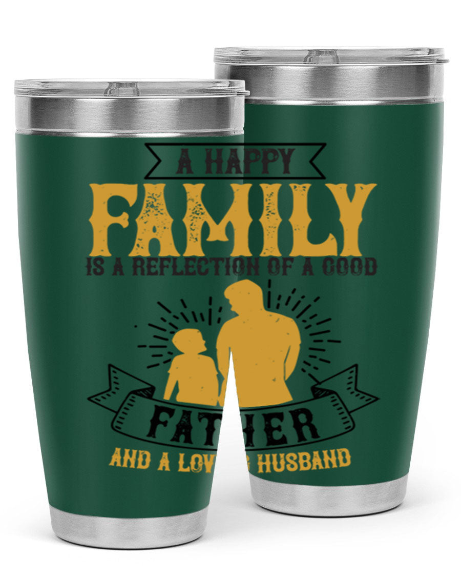 A 20oz and 30oz stainless steel tumbler featuring a design celebrating family love, perfect for fathers and husbands.