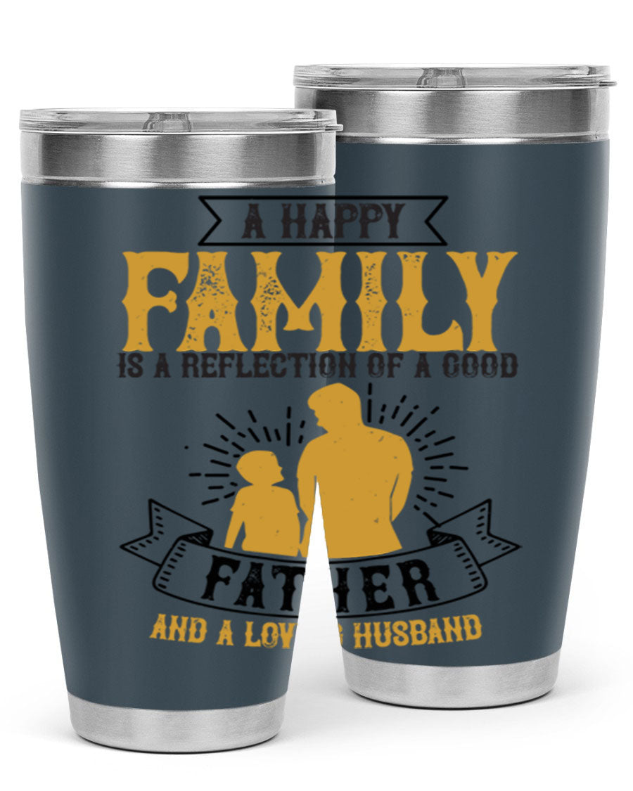 A 20oz and 30oz stainless steel tumbler featuring a design celebrating family love, perfect for fathers and husbands.