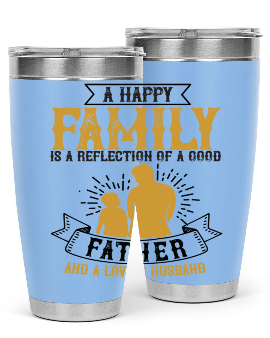 A 20oz and 30oz stainless steel tumbler featuring a design celebrating family love, perfect for fathers and husbands.