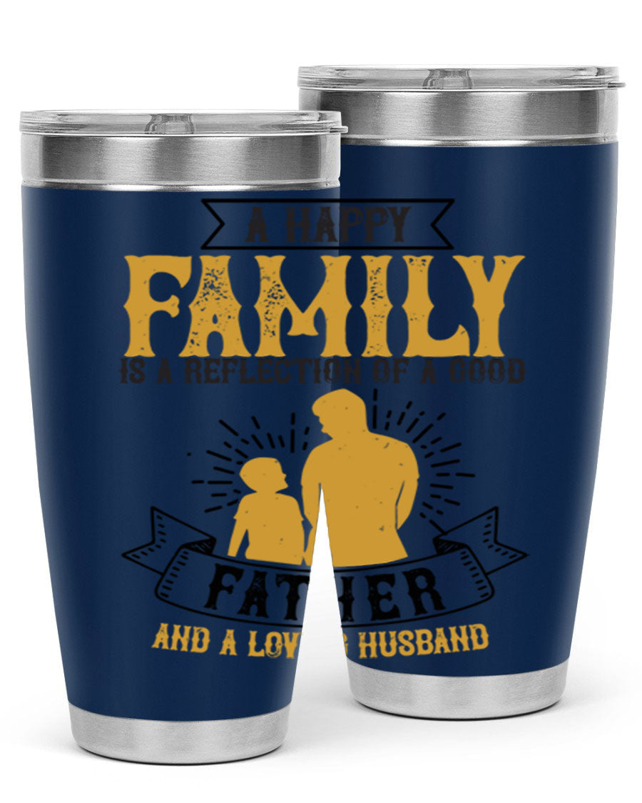 A 20oz and 30oz stainless steel tumbler featuring a design celebrating family love, perfect for fathers and husbands.