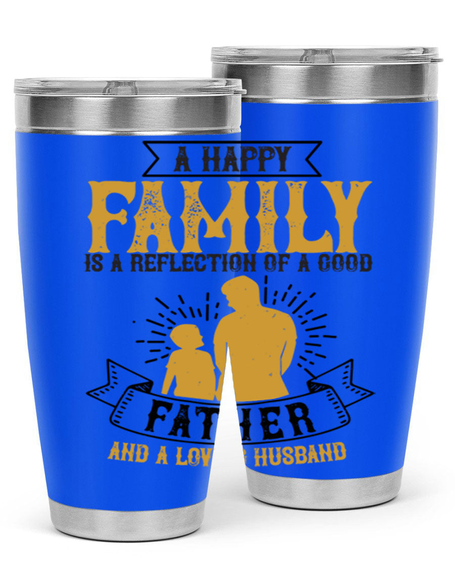A 20oz and 30oz stainless steel tumbler featuring a design celebrating family love, perfect for fathers and husbands.