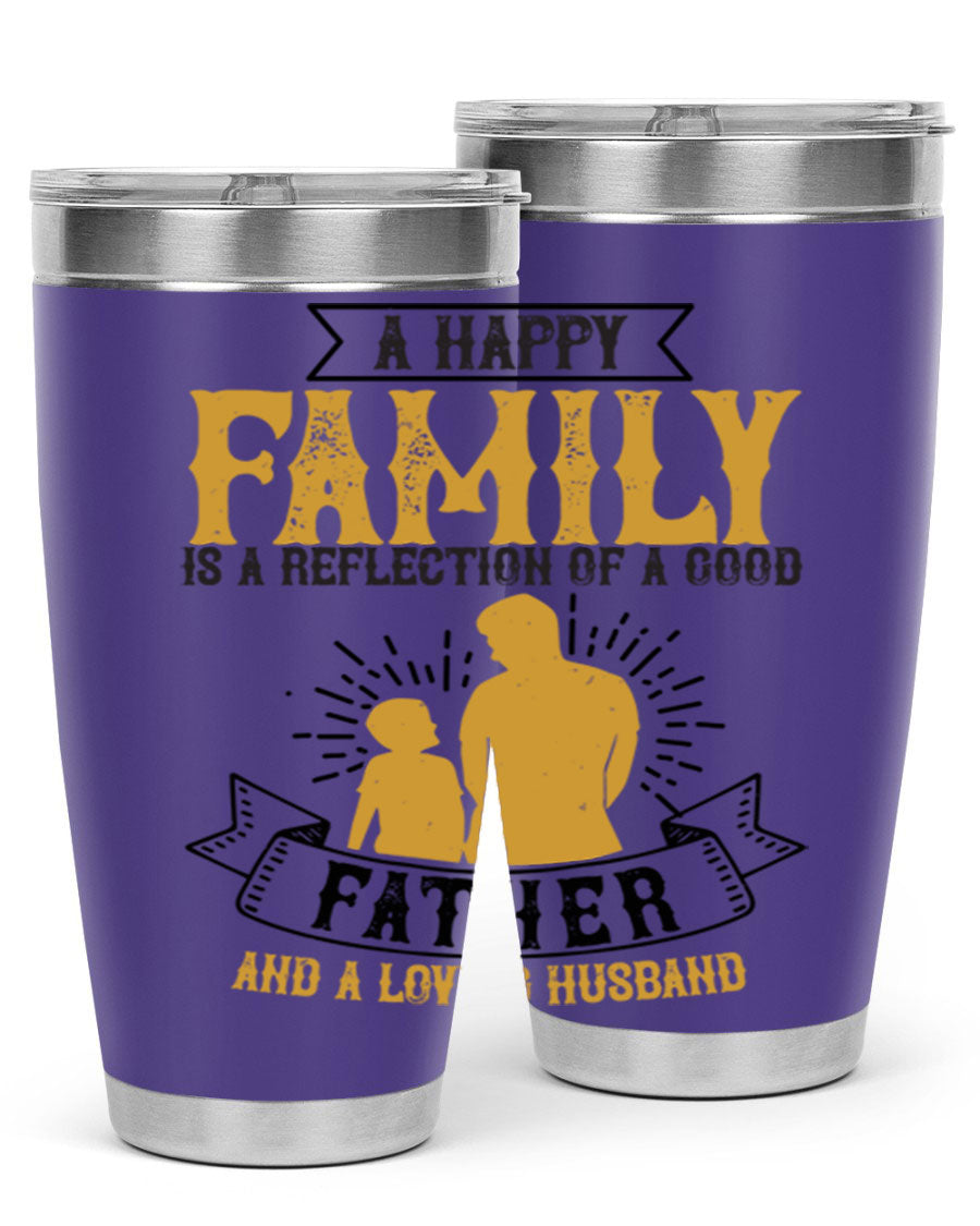 A 20oz and 30oz stainless steel tumbler featuring a design celebrating family love, perfect for fathers and husbands.