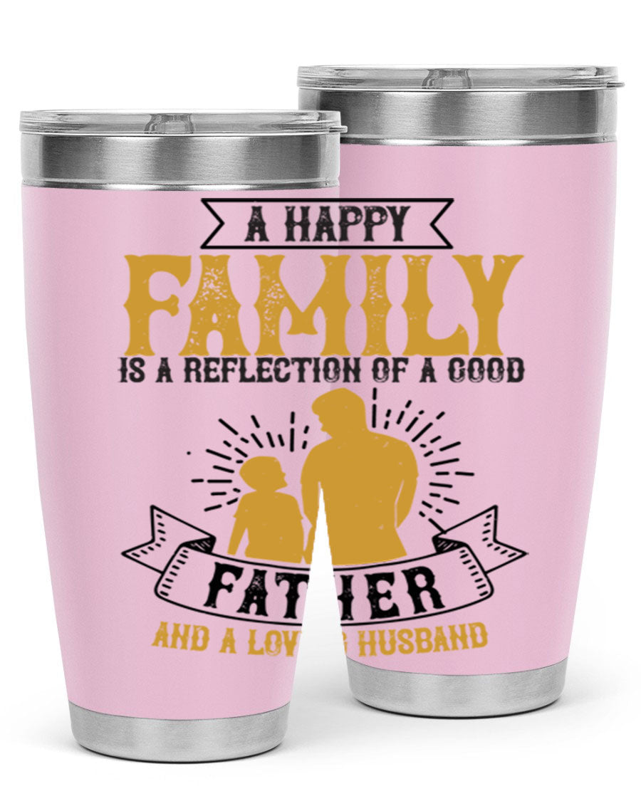 A 20oz and 30oz stainless steel tumbler featuring a design celebrating family love, perfect for fathers and husbands.