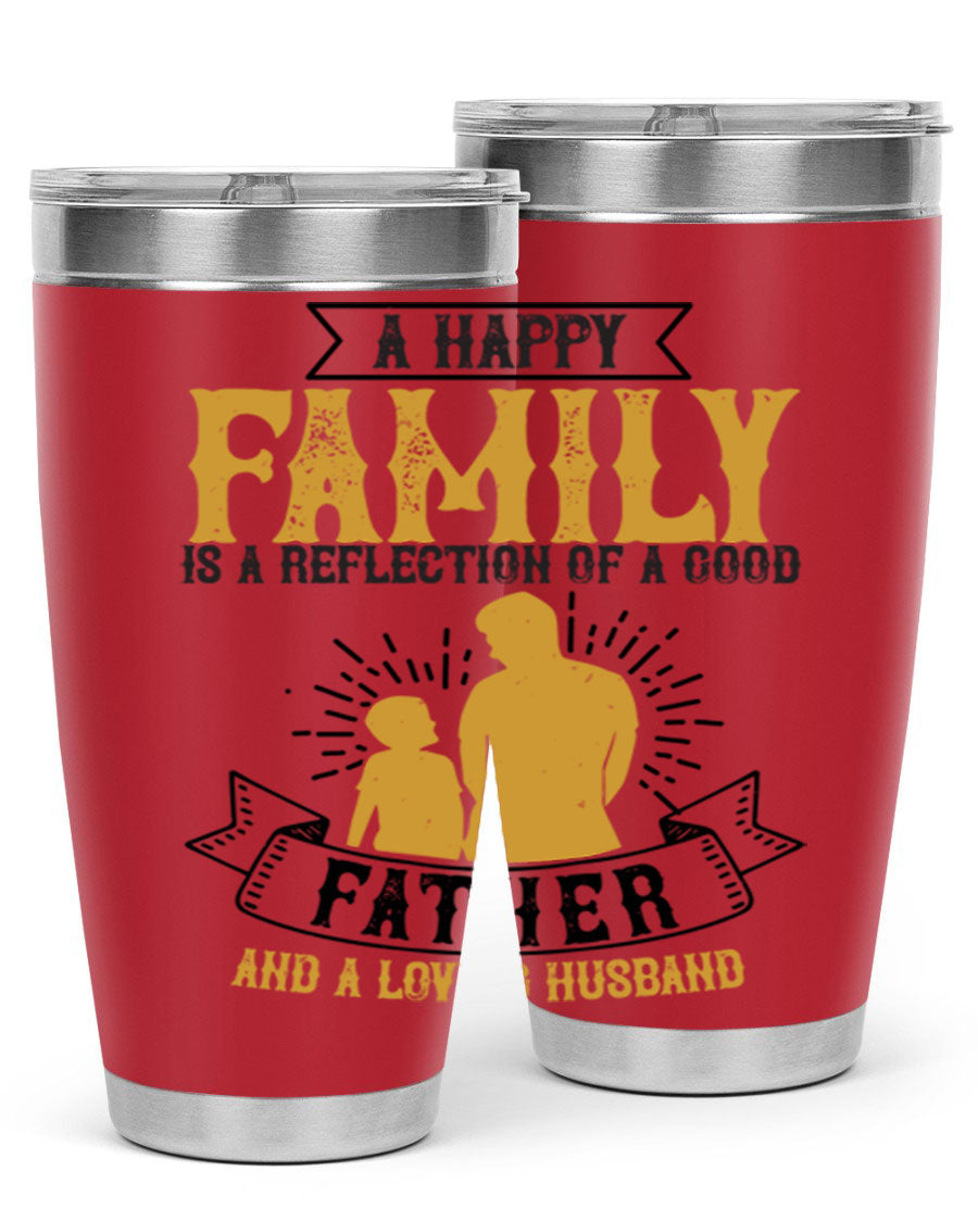 A 20oz and 30oz stainless steel tumbler featuring a design celebrating family love, perfect for fathers and husbands.