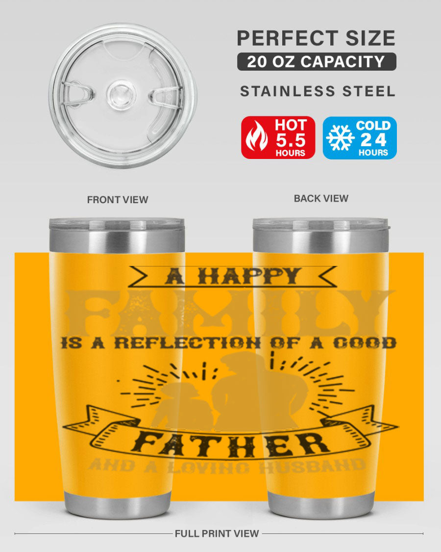 A 20oz and 30oz stainless steel tumbler featuring a design celebrating family love, perfect for fathers and husbands.