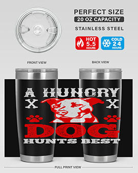 A Hungry Dog Hunts Best Style 198# Tumbler in stainless steel with a vibrant design, perfect for hot and cold beverages.