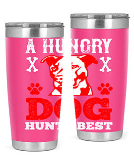 A Hungry Dog Hunts Best Style 198# Tumbler in stainless steel with a vibrant design, perfect for hot and cold beverages.