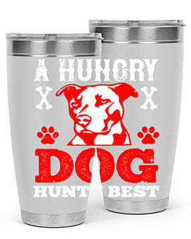 A Hungry Dog Hunts Best Style 198# Tumbler in stainless steel with a vibrant design, perfect for hot and cold beverages.