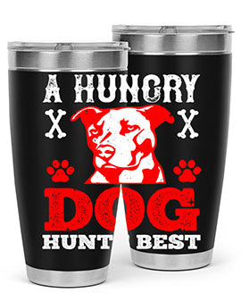 A Hungry Dog Hunts Best Style 198# Tumbler in stainless steel with a vibrant design, perfect for hot and cold beverages.