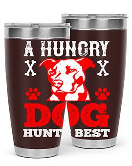A Hungry Dog Hunts Best Style 198# Tumbler in stainless steel with a vibrant design, perfect for hot and cold beverages.