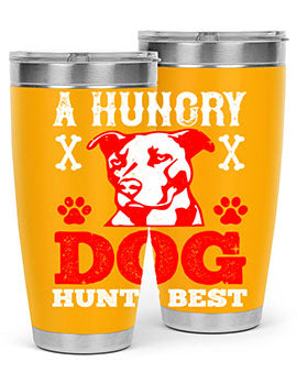 A Hungry Dog Hunts Best Style 198# Tumbler in stainless steel with a vibrant design, perfect for hot and cold beverages.