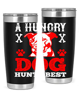 A Hungry Dog Hunts Best Style 198# Tumbler in stainless steel with a vibrant design, perfect for hot and cold beverages.