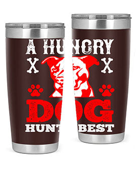 A Hungry Dog Hunts Best Style 198# Tumbler in stainless steel with a vibrant design, perfect for hot and cold beverages.