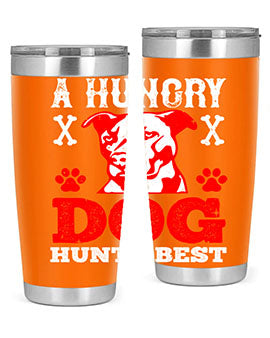 A Hungry Dog Hunts Best Style 198# Tumbler in stainless steel with a vibrant design, perfect for hot and cold beverages.