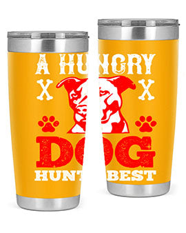A Hungry Dog Hunts Best Style 198# Tumbler in stainless steel with a vibrant design, perfect for hot and cold beverages.