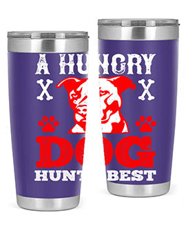 A Hungry Dog Hunts Best Style 198# Tumbler in stainless steel with a vibrant design, perfect for hot and cold beverages.