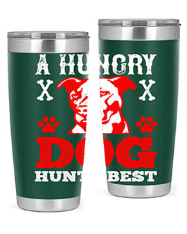 A Hungry Dog Hunts Best Style 198# Tumbler in stainless steel with a vibrant design, perfect for hot and cold beverages.