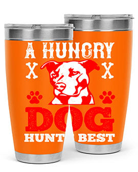 A Hungry Dog Hunts Best Style 198# Tumbler in stainless steel with a vibrant design, perfect for hot and cold beverages.