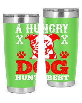 A Hungry Dog Hunts Best Style 198# Tumbler in stainless steel with a vibrant design, perfect for hot and cold beverages.