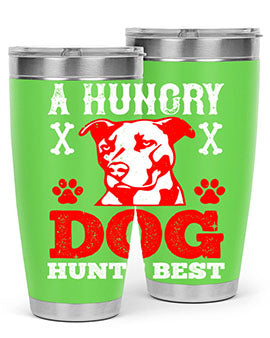A Hungry Dog Hunts Best Style 198# Tumbler in stainless steel with a vibrant design, perfect for hot and cold beverages.