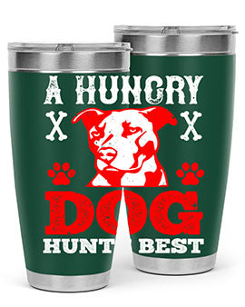 A Hungry Dog Hunts Best Style 198# Tumbler in stainless steel with a vibrant design, perfect for hot and cold beverages.