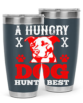 A Hungry Dog Hunts Best Style 198# Tumbler in stainless steel with a vibrant design, perfect for hot and cold beverages.