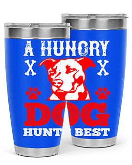 A Hungry Dog Hunts Best Style 198# Tumbler in stainless steel with a vibrant design, perfect for hot and cold beverages.