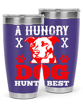A Hungry Dog Hunts Best Style 198# Tumbler in stainless steel with a vibrant design, perfect for hot and cold beverages.