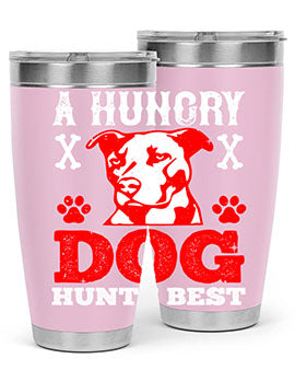 A Hungry Dog Hunts Best Style 198# Tumbler in stainless steel with a vibrant design, perfect for hot and cold beverages.