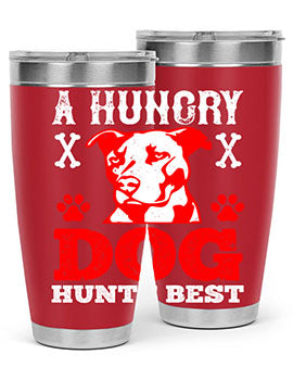 A Hungry Dog Hunts Best Style 198# Tumbler in stainless steel with a vibrant design, perfect for hot and cold beverages.