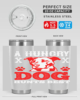 A Hungry Dog Hunts Best Style 198# Tumbler in stainless steel with a vibrant design, perfect for hot and cold beverages.